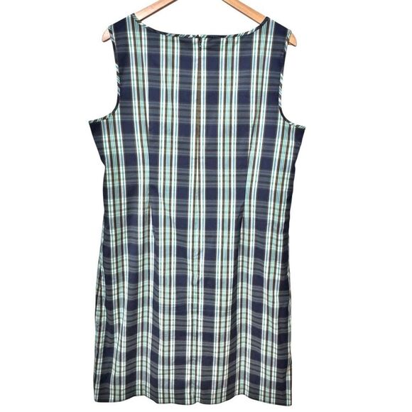 Talbots Sleeveless Plaid Ruffle Detail Knee Length Shift Dress. 16. Plus. - Picture 4 of 9
